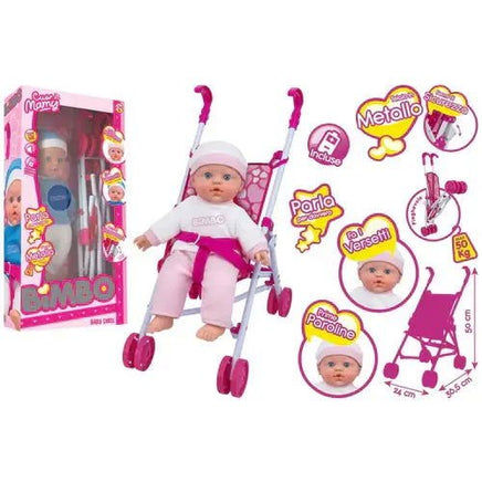 Bambola parlante con passeggino - Giocattoli e Bambini - Toys Store8014966424819